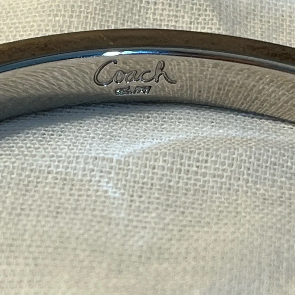 Coach Silver Bracelet w/ Silver Enamel and Silver Studs EUC